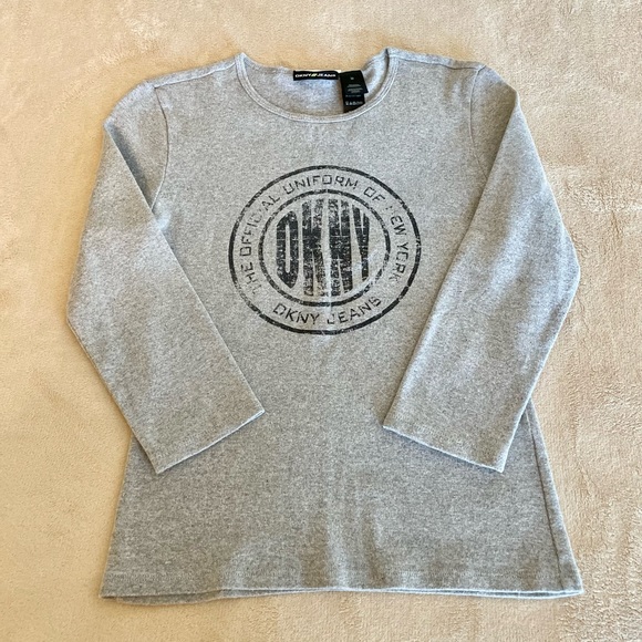 DKNY Jeans Crewneck Logo Top - Size M - Picture 5 of 11